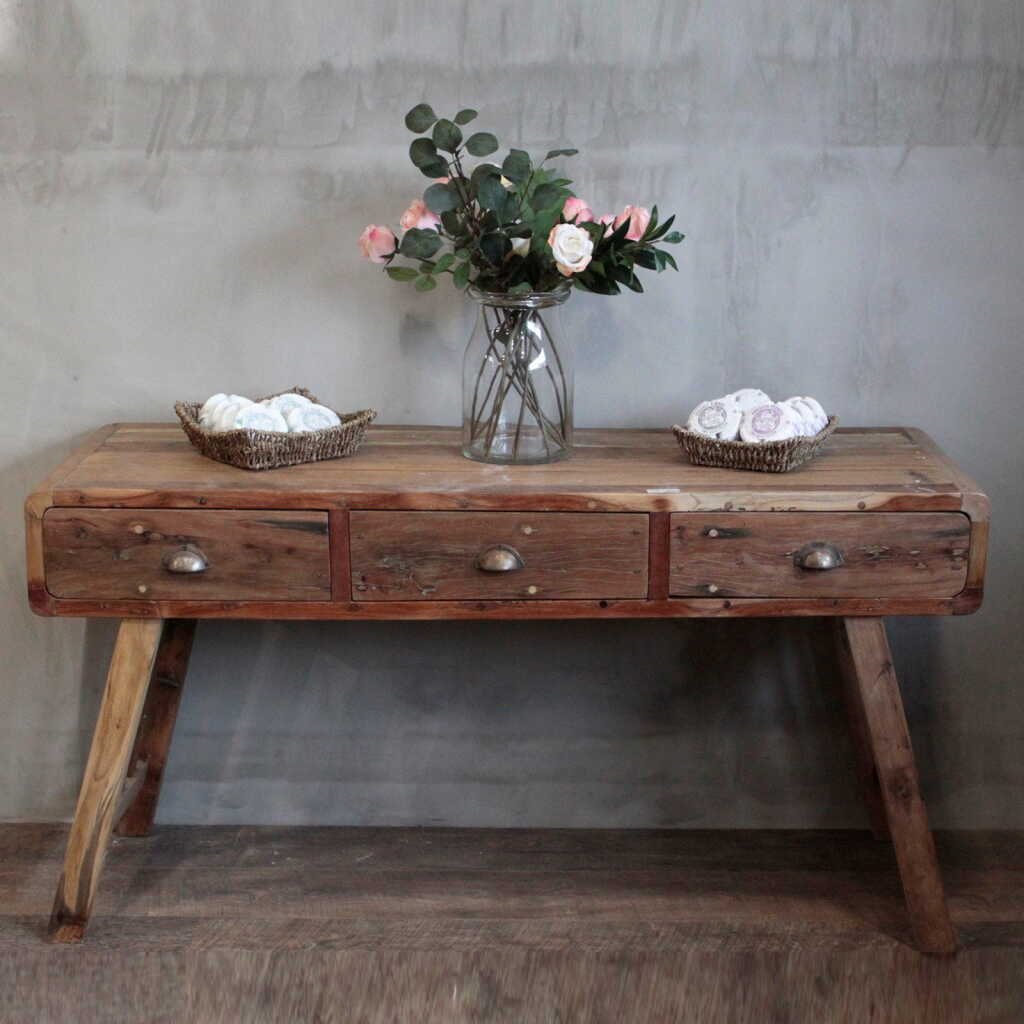 upcycled wood console table