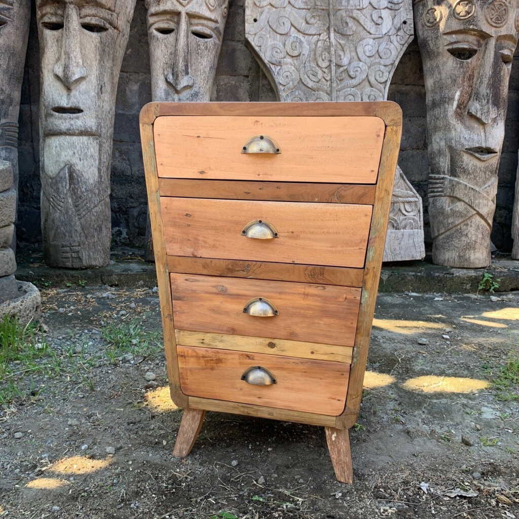 upcycled wood four-drawer storage chest