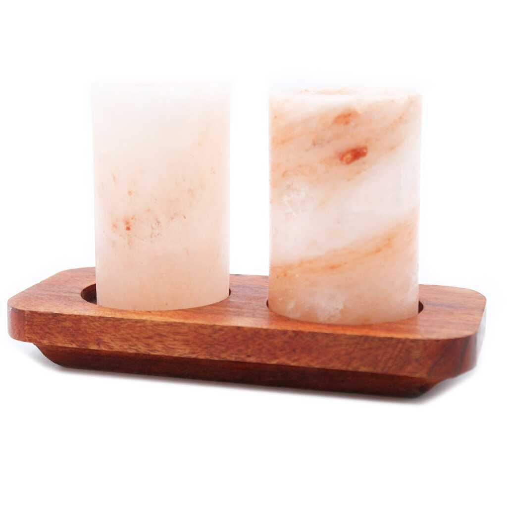 two rock salt shot glasses