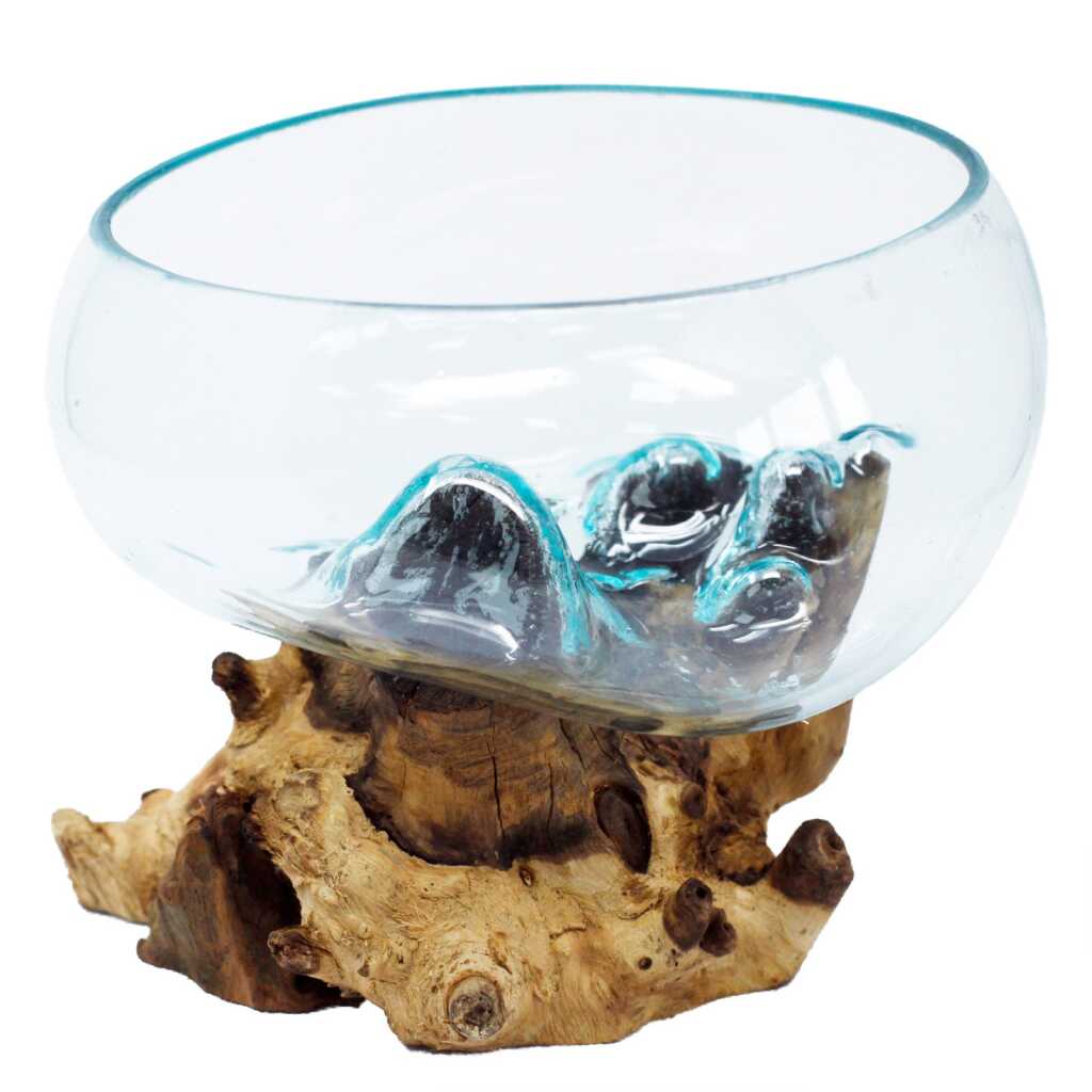 Molten Glass on Wood - Large Bowl
