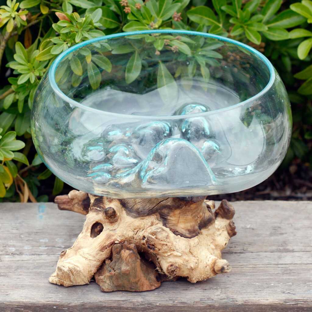 Molten Glass on Wood - Large Bowl