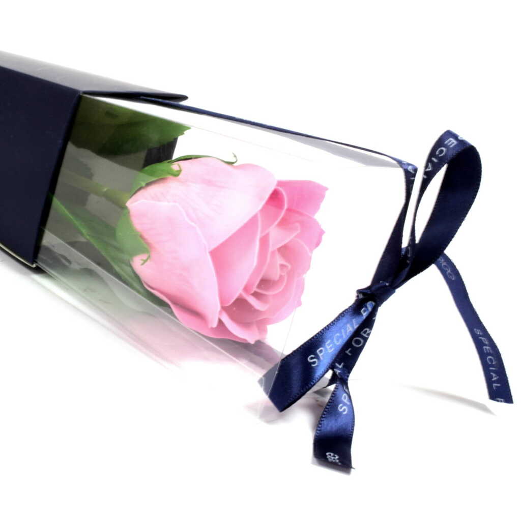 soap flower - single pink rose