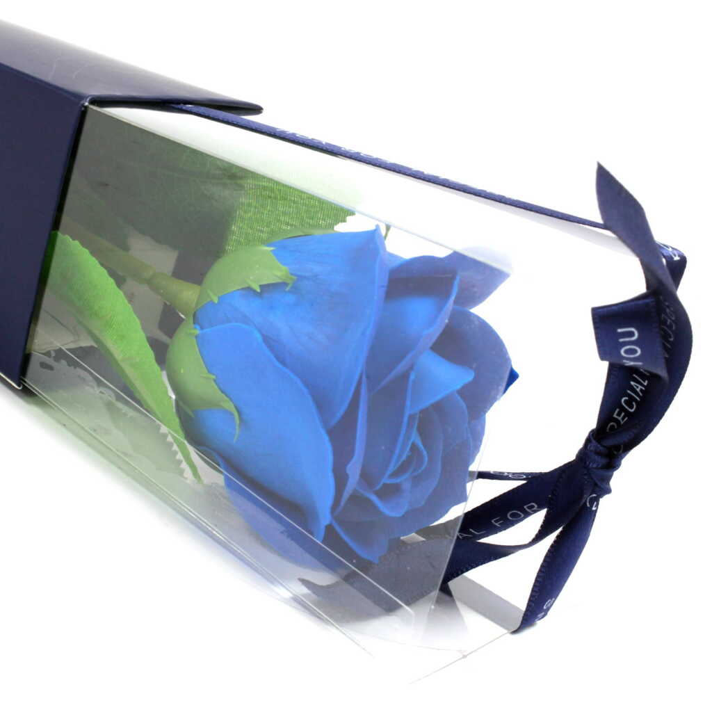 soap flowers - single blue rose