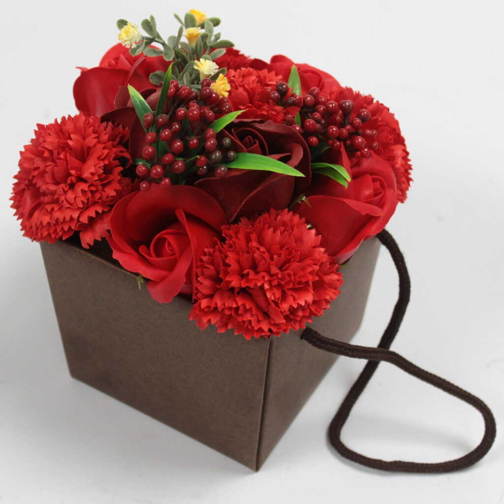 Red soap flowers bouquet