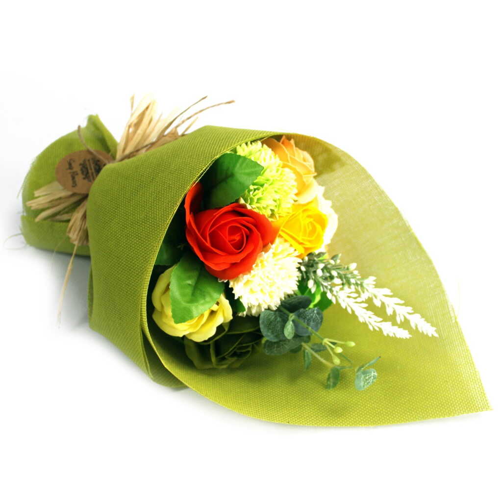 Bouquet of Soap Flowers - Green and Yellow