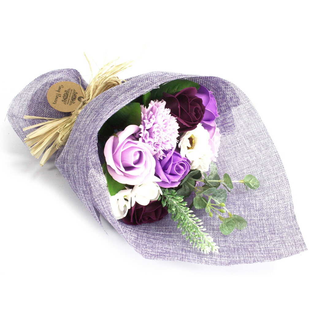 Purple bouquet on side