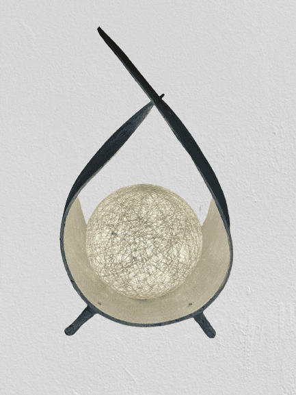 Coconut Lamp - Greywash Wrapover - lit