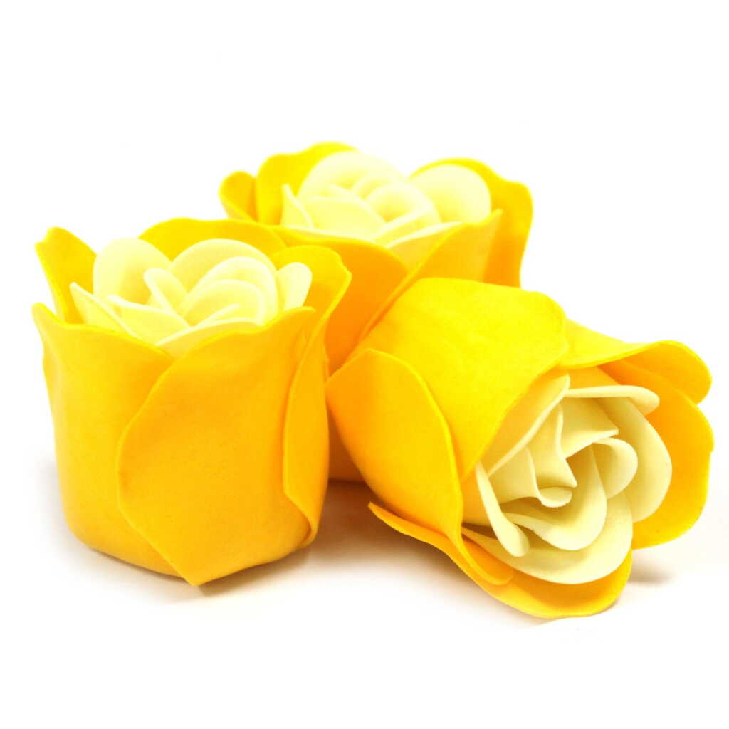 3 rose heart-shaped box - yellow