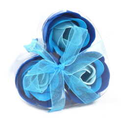 3 rose-shaped soap flowers - blue wedding