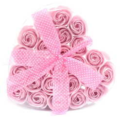 24 rose heart-shaped box - pink
