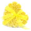 24 rose soap flowers in a heart-shaped box - yellow roses