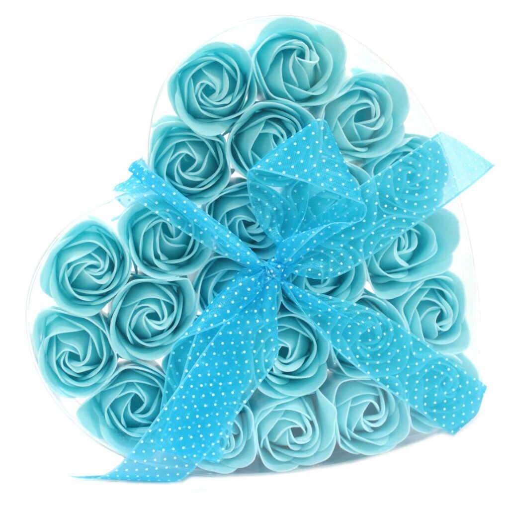 24 rose heart-shaped box - blue
