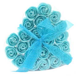 24 rose heart-shaped box - blue