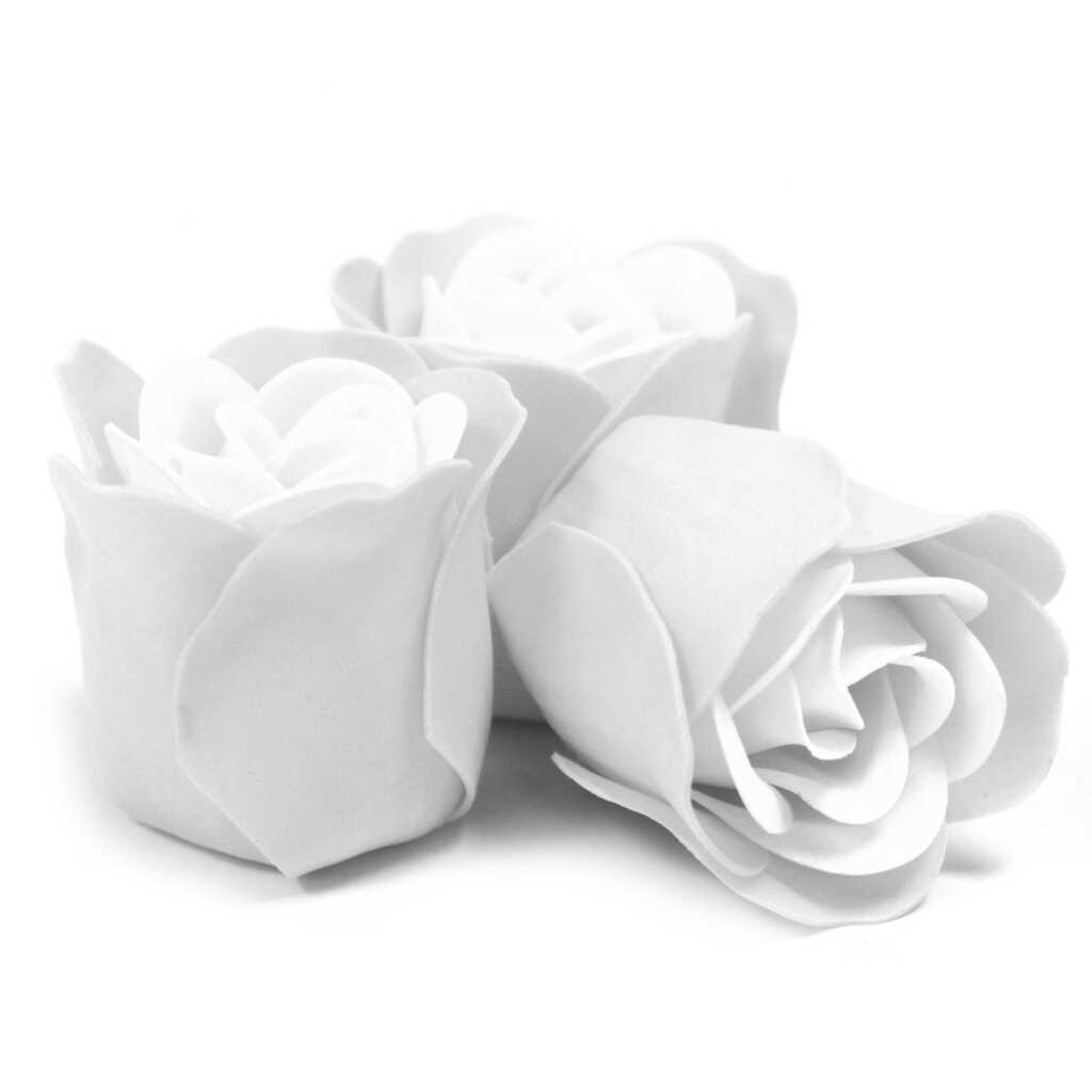 3 rose heart-shaped box - white