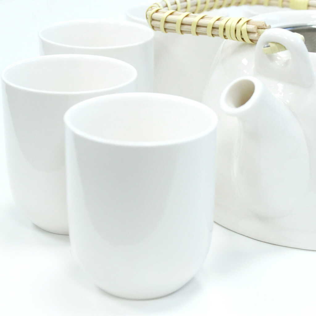 Classic white Teapot set with cups