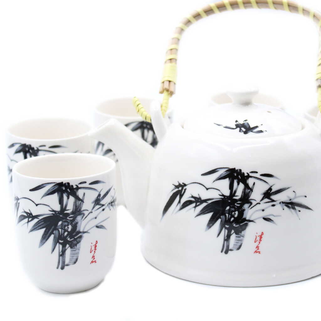 White Oriental Tea set with cups