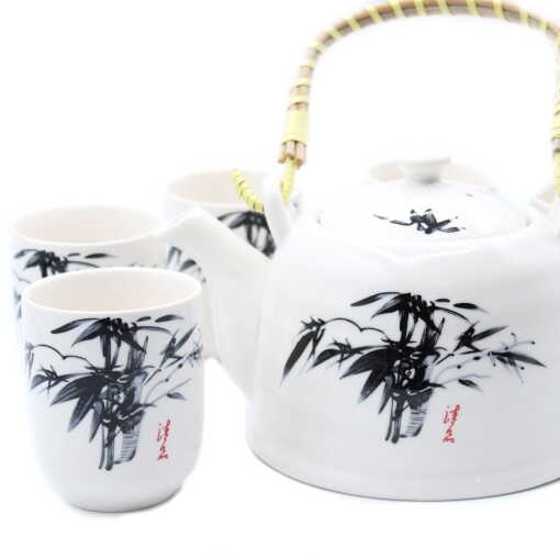 White Oriental Tea set with cups