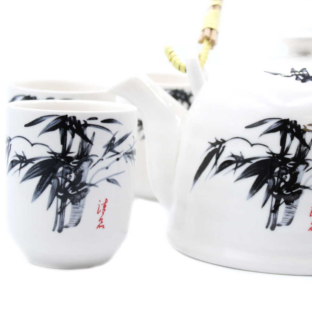 White Oriental Teapot set with cups