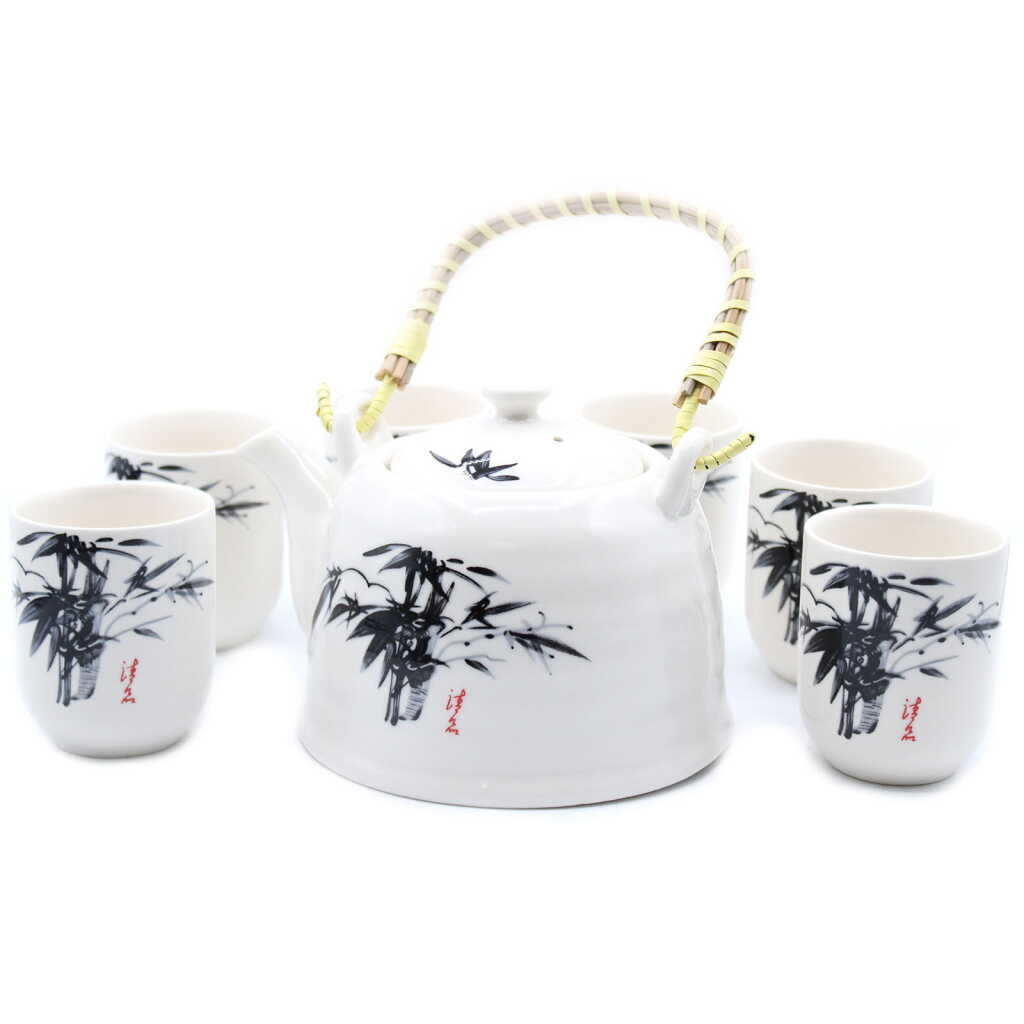 White Oriental Teapot set with cups