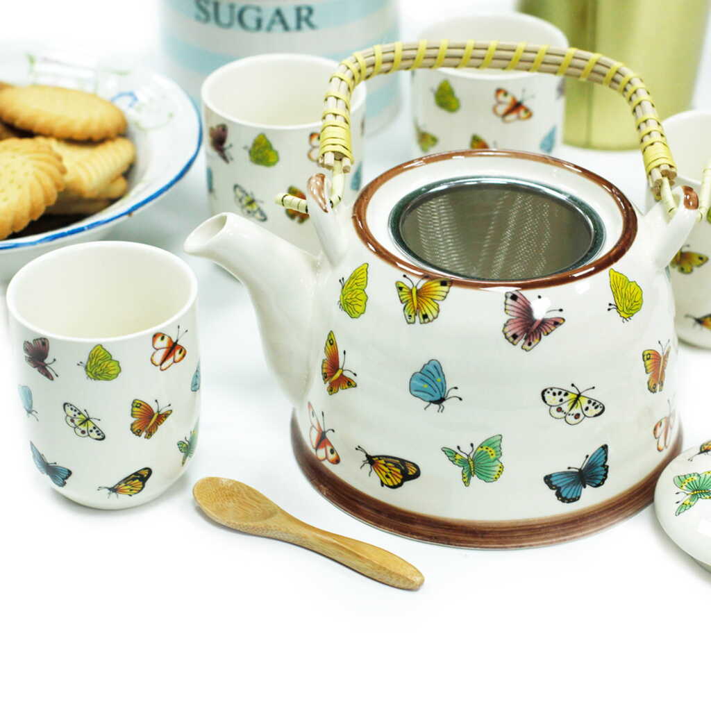 Butterfly Pattern Teapot set with cups