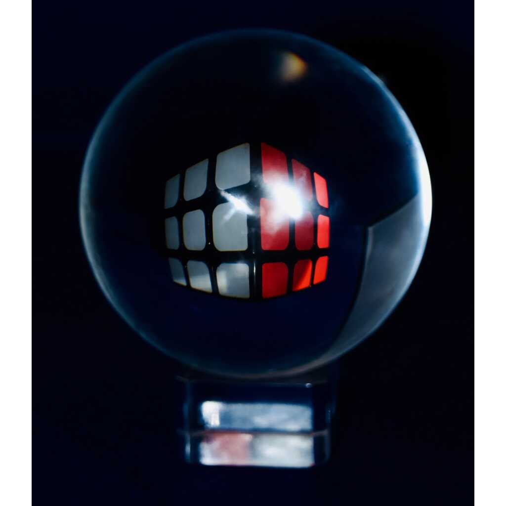 Crystal Ball used as a lensball with Rubik cube