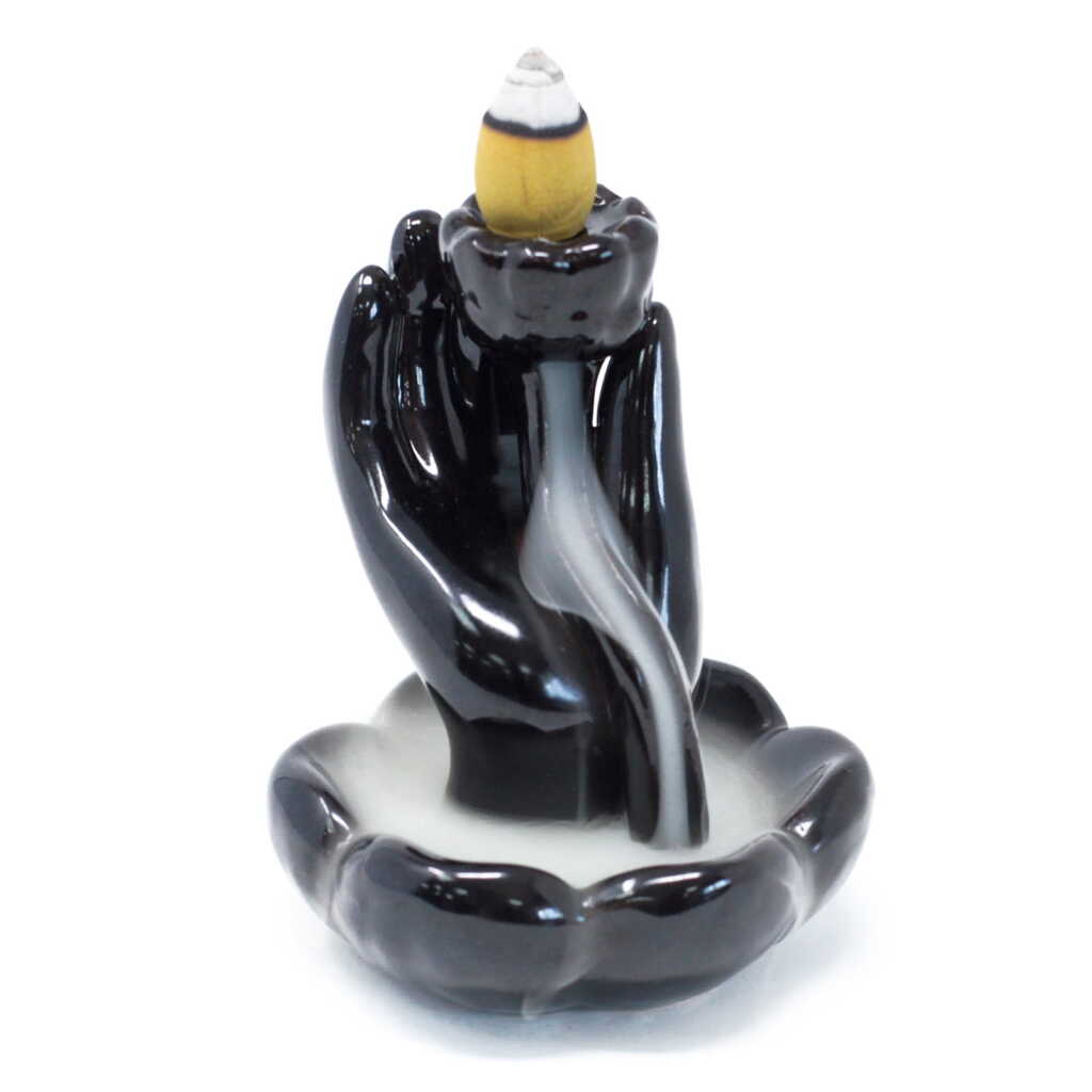 backflow incense burner - hand and lotus flower