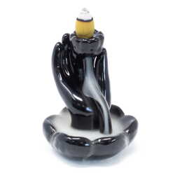 backflow incense burner - hand and lotus flower