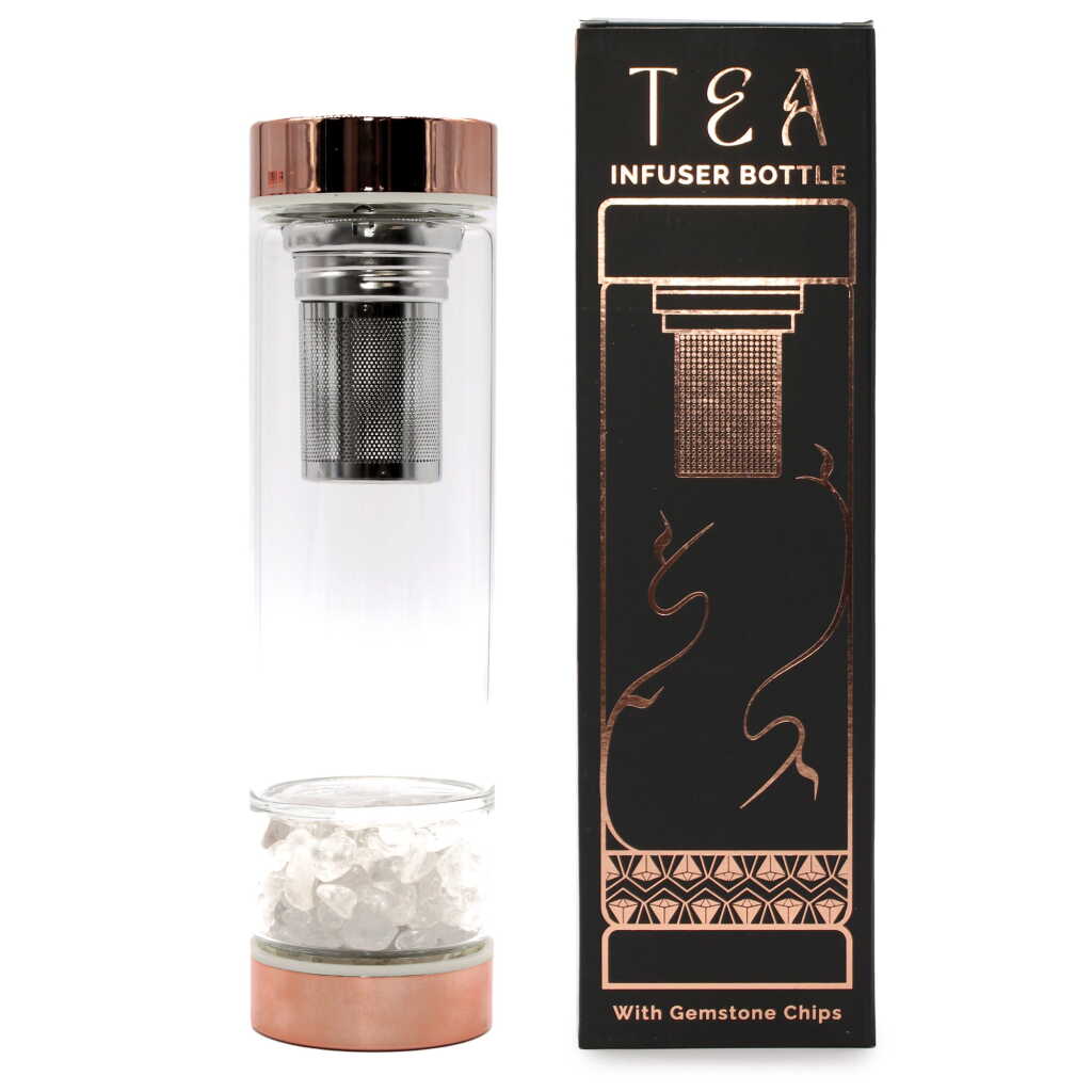 Tea Infuser with rock quartz crystals.