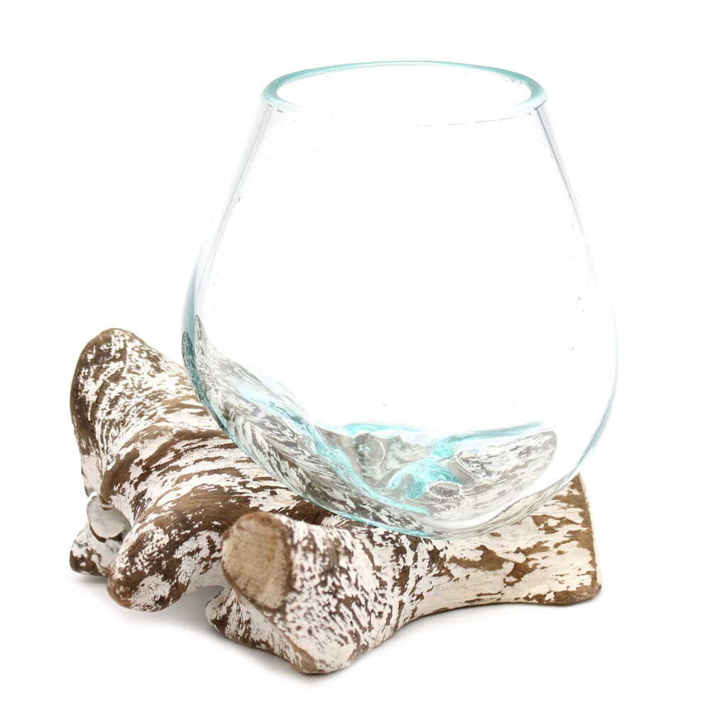 Molten Glass on Wood - Whitewashed - Small Bowl