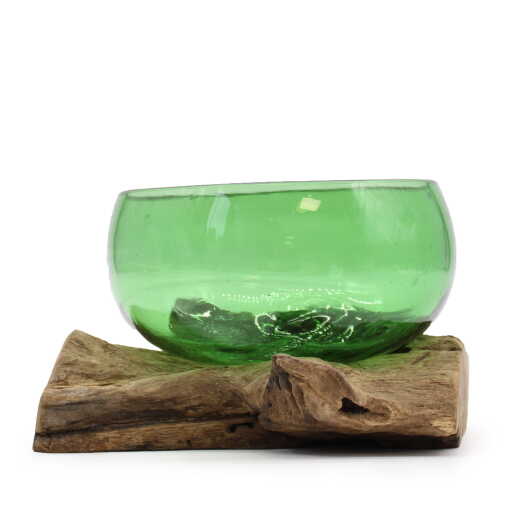 Recycled Beer Bottles on Wood - wide bowl - Image 2