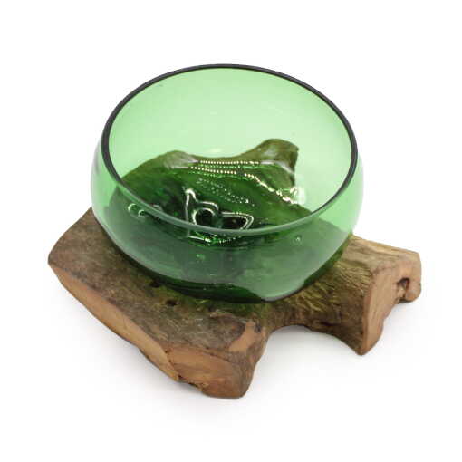 Recycled Beer Bottles on Wood - wide bowl - Image 3