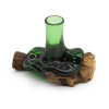 molten glass on wood vase using recycled beer bottles