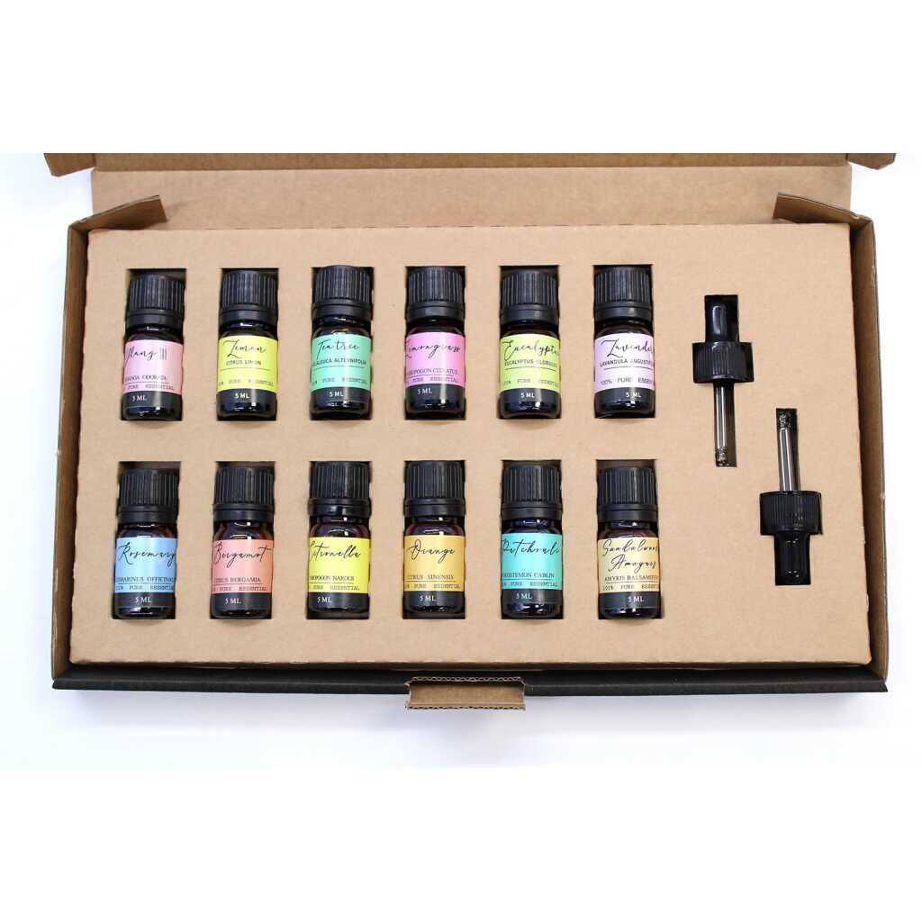 Aromatherapy Gift Set of 12 oils and 2 droppers - top 12 oils