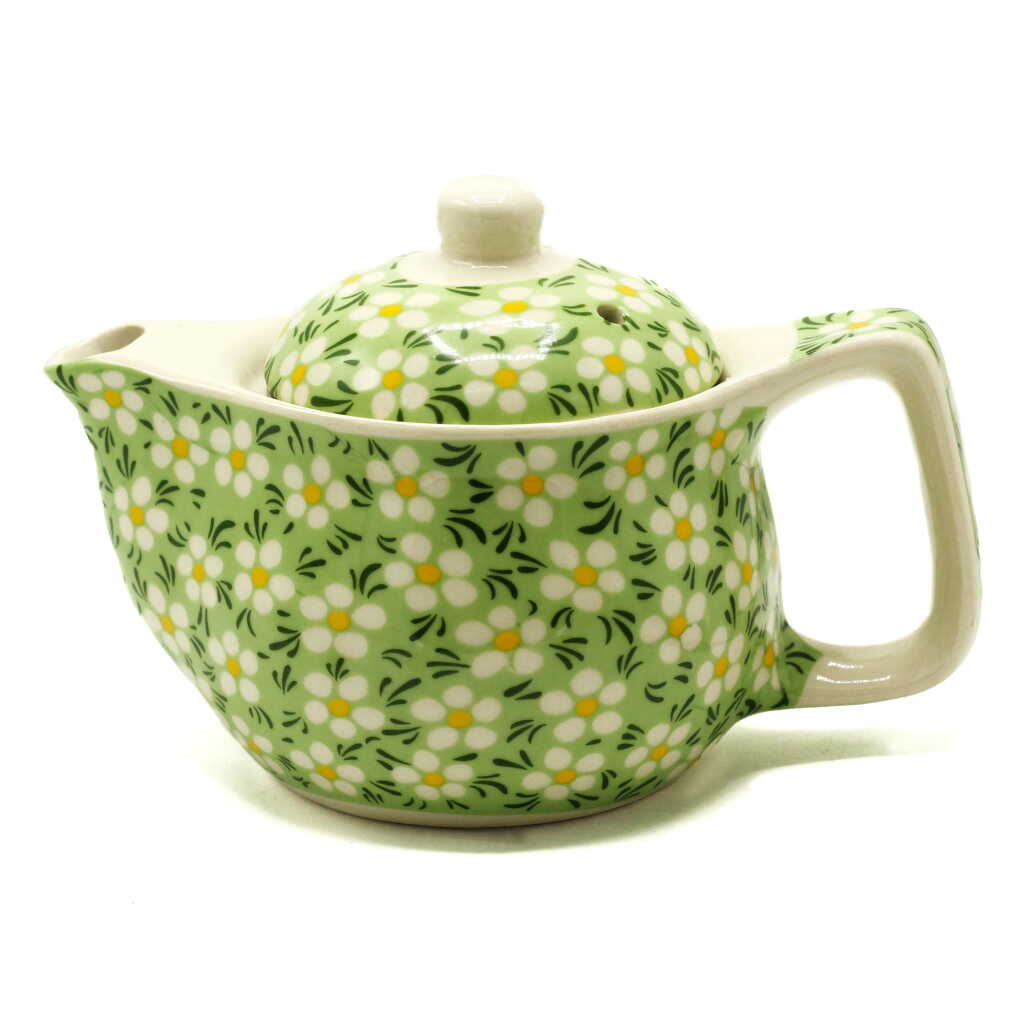 Small Herbal Teapot - Green Daisy design