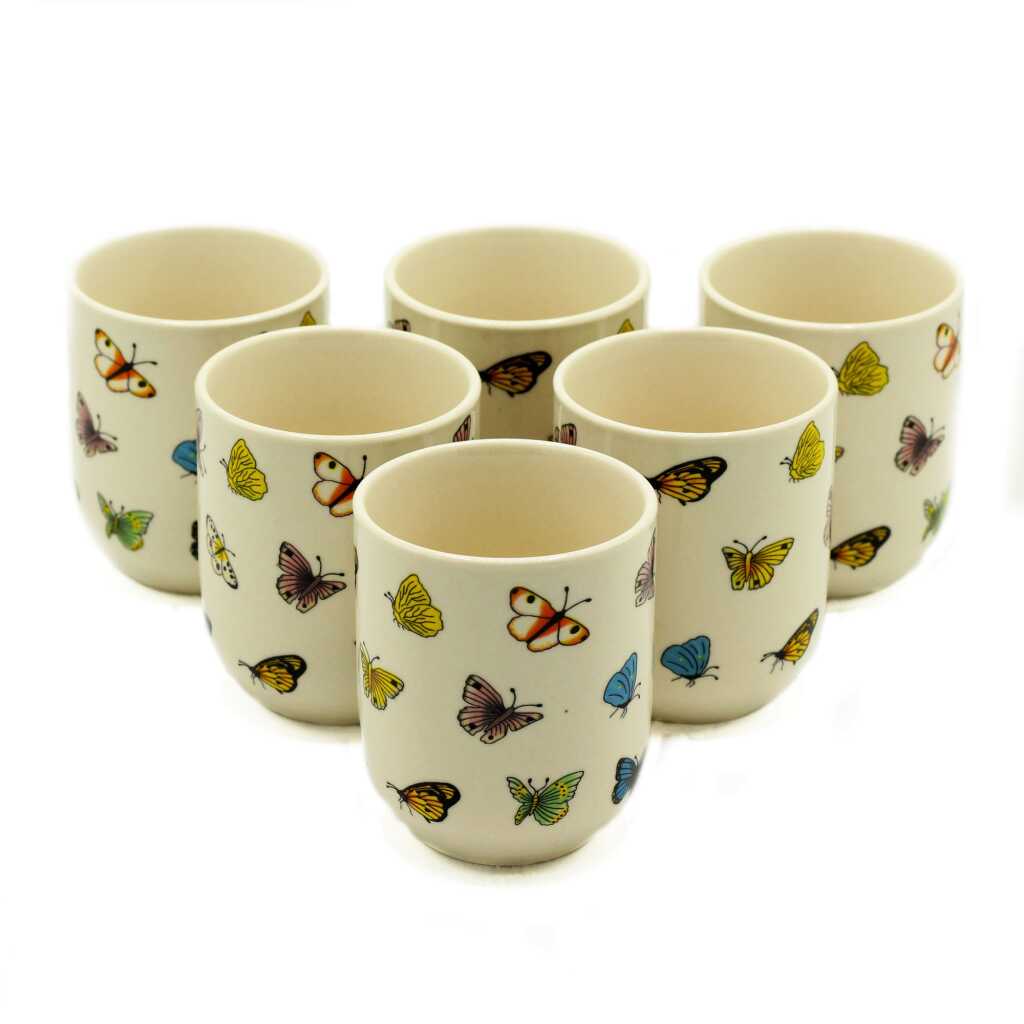 herbal tea cups - butterflies - set of 6