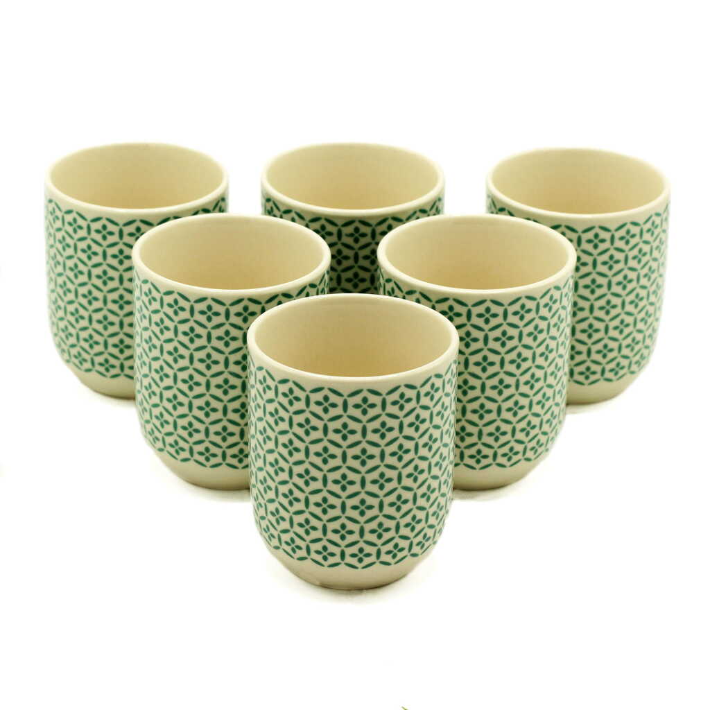 herbal tea cups - green - set of 6