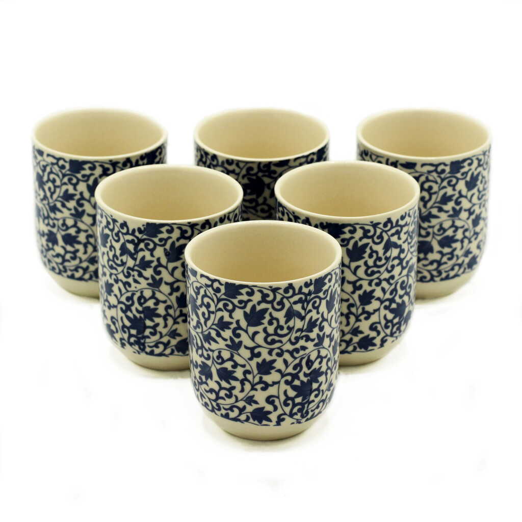 herbal tea cups - blue - set of 6