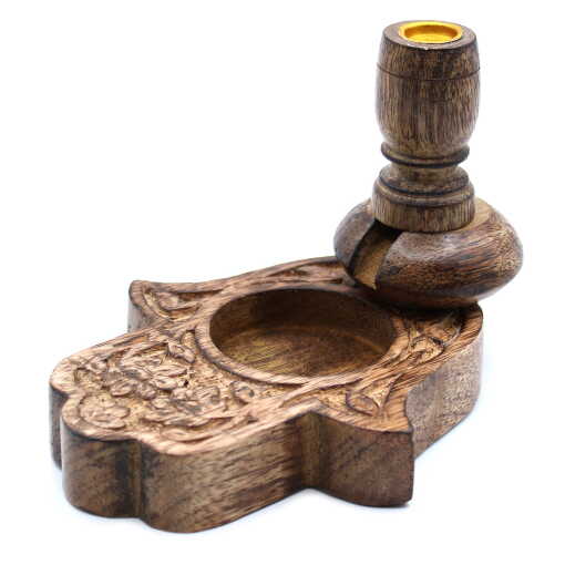 Mango Wood Backflow Burner - Hamsa - Image 2