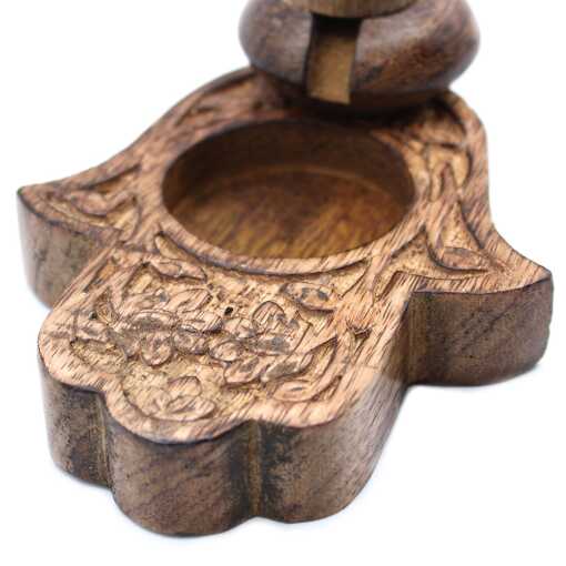 Mango Wood Backflow Burner - Hamsa - Image 3