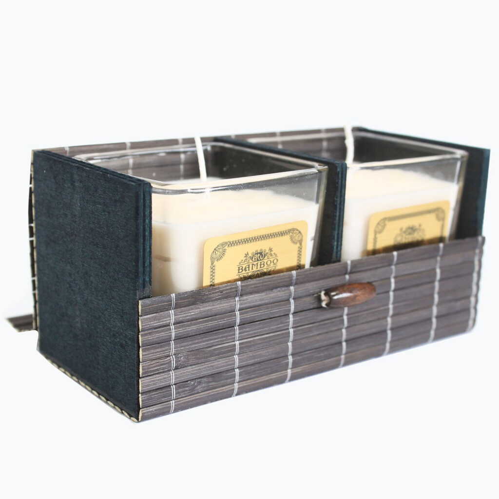 Bamboo Box with 2 Candles