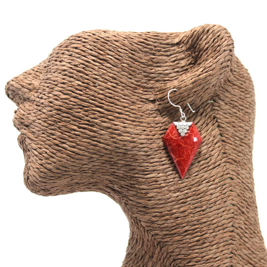 Handmade Red Coral faux earring - Bali