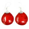 Silver and Red Coral Earrings - Ball Drops