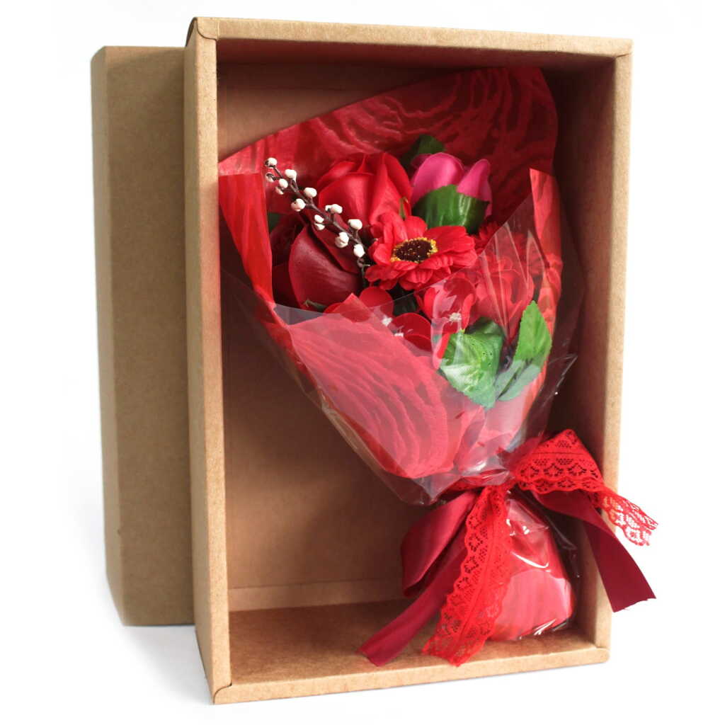 Bouquet of Soap Flowers - Red in a Box