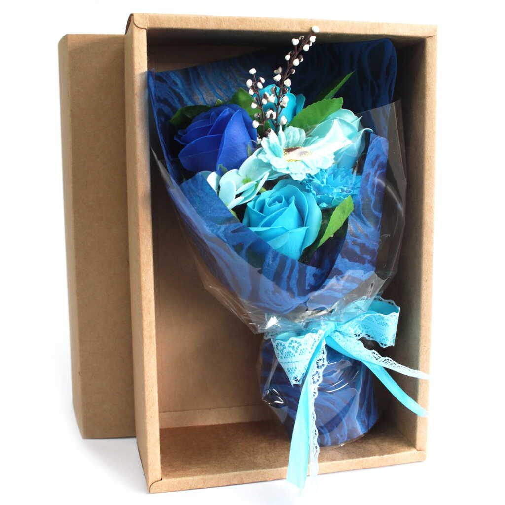 Bouquet of Soap Flowers - Blue in a Box