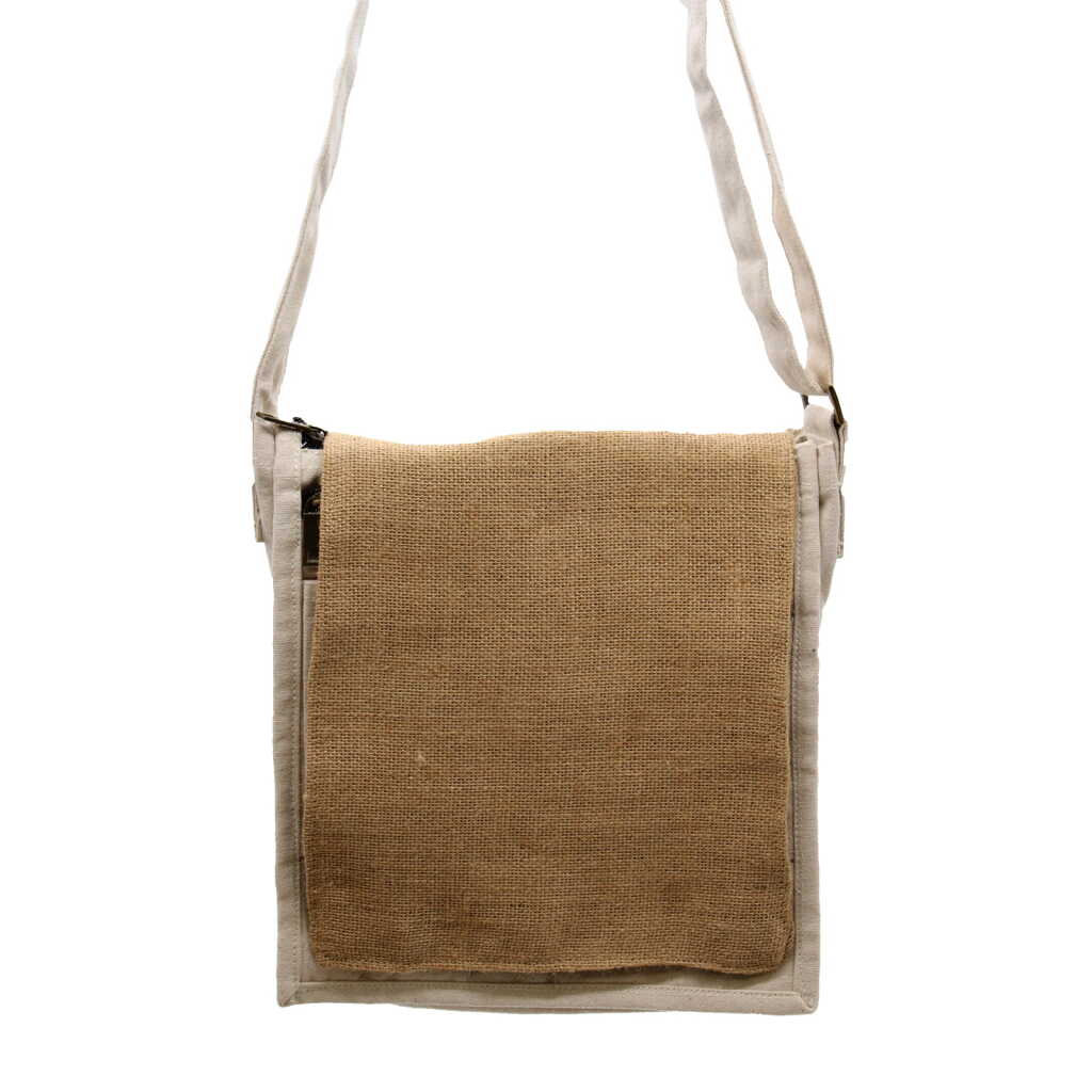 messenger bag - canvas - natural and soft jute