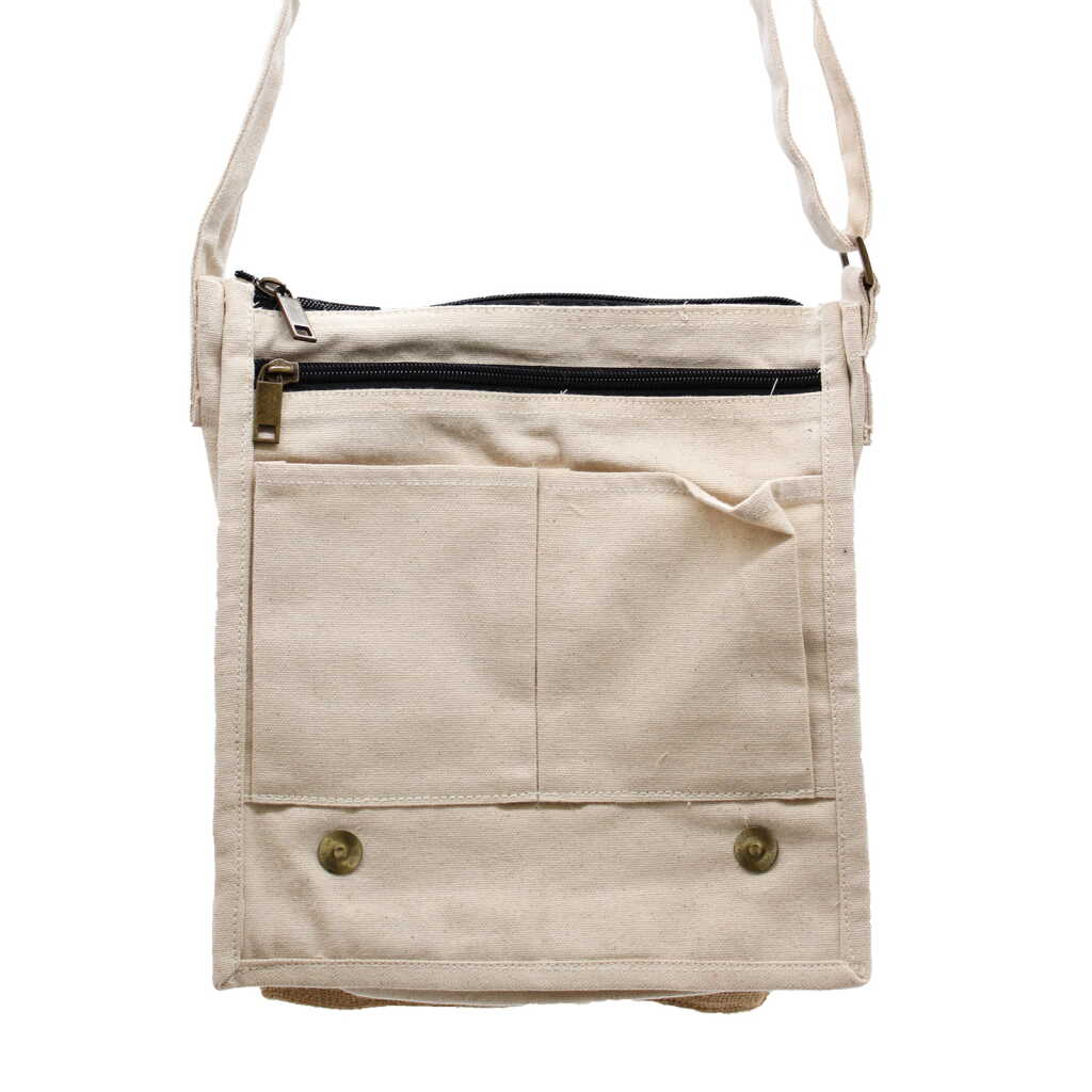 messenger bag - canvas - natural and soft jute