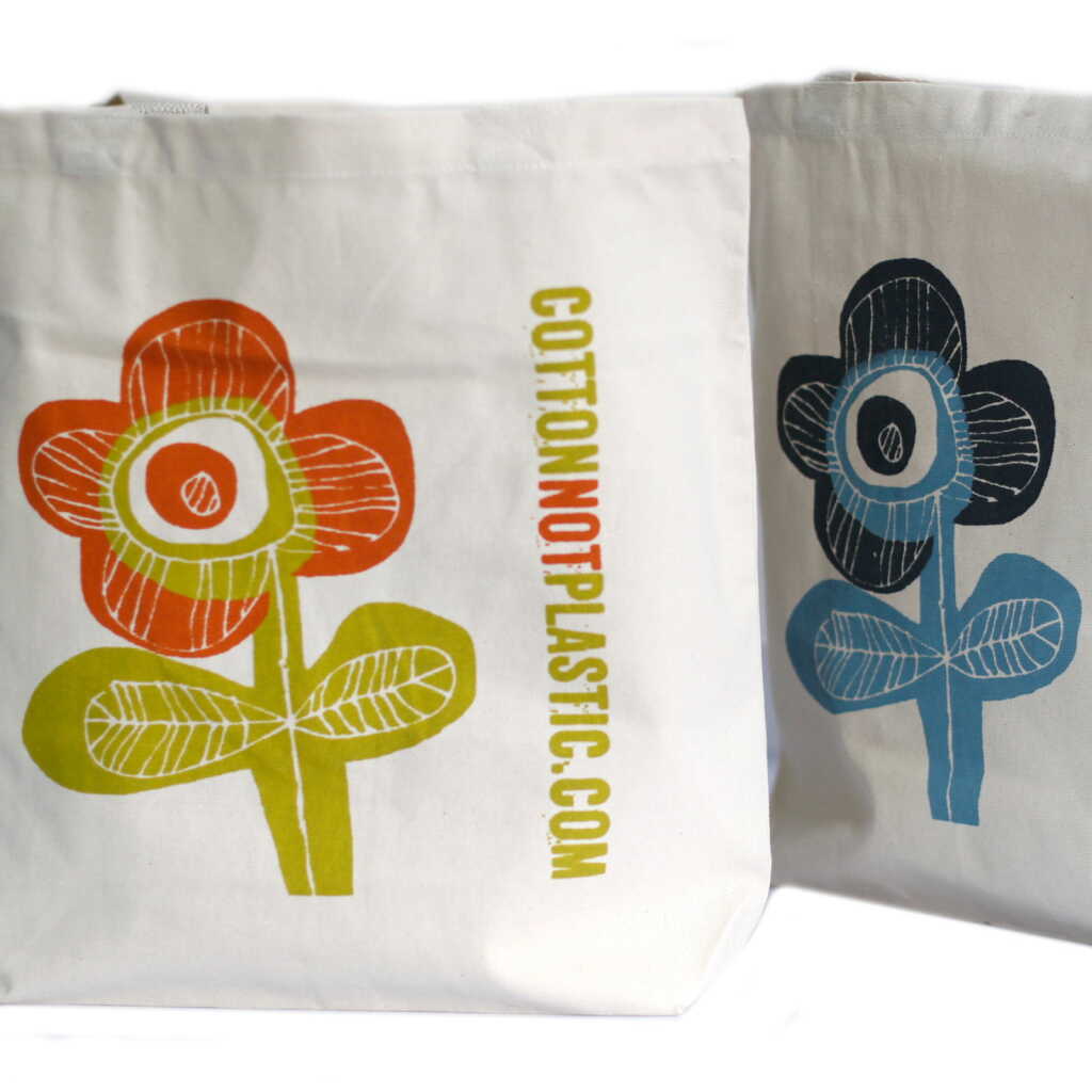 eco cotton bags - bright flower