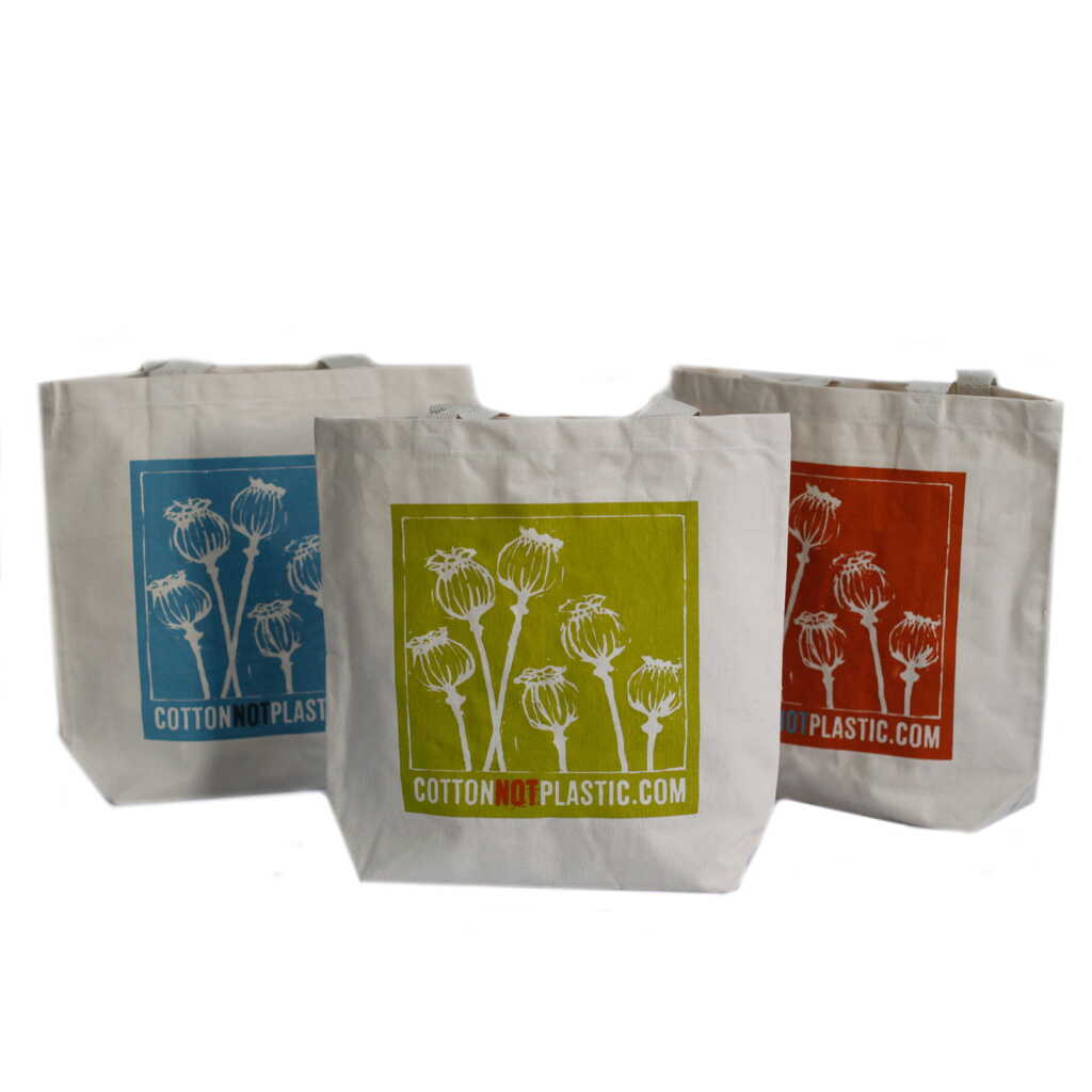 eco cotton bags - poppy heads