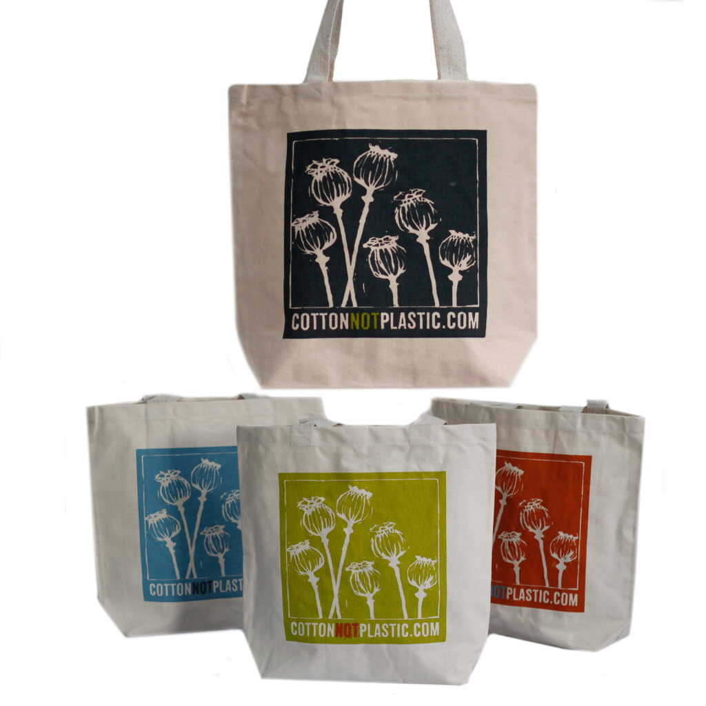 eco cotton bags - poppy heads