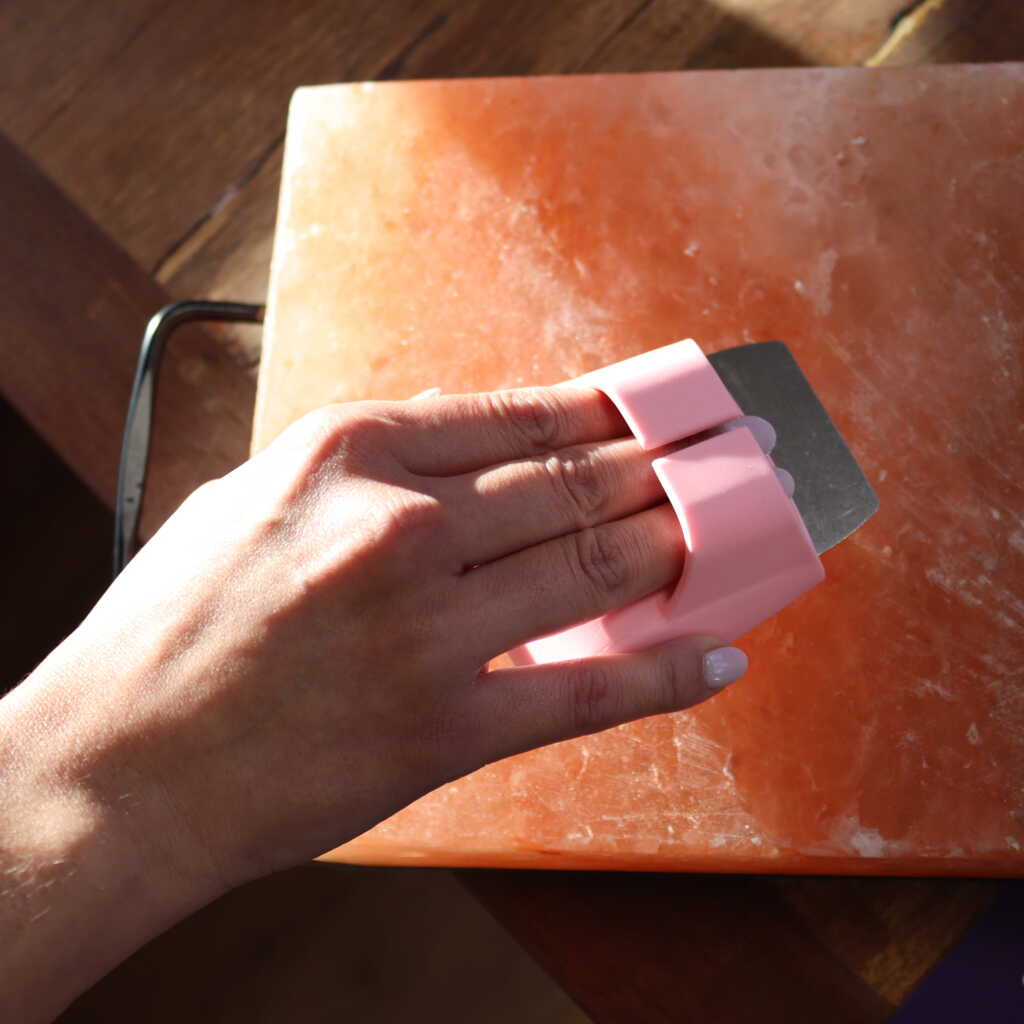 Salt Block Cleaning Brush - in use